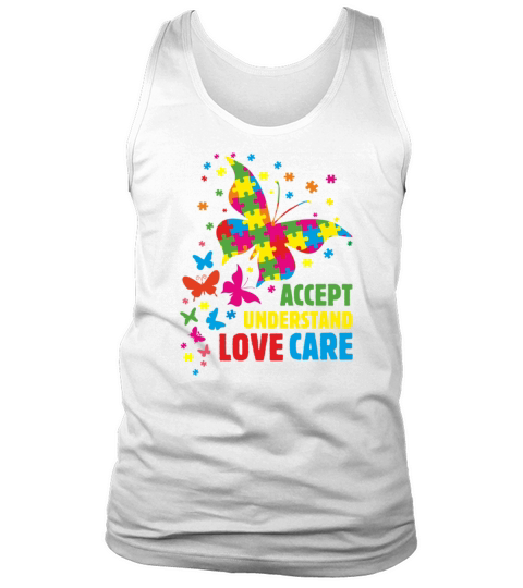 Autism Awarenesses Butterfly Puzzle Accept Underst Tank Top Unisex