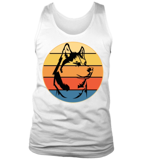Funny Kawaii Cute Husky Dog Vintage Retro Sunset Tank Top Unisex