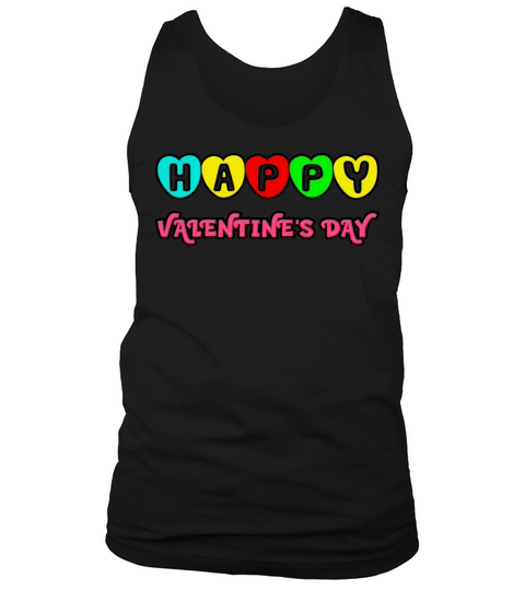 Happy Valentines Day Colorful Hearts Design Tank Top Unisex