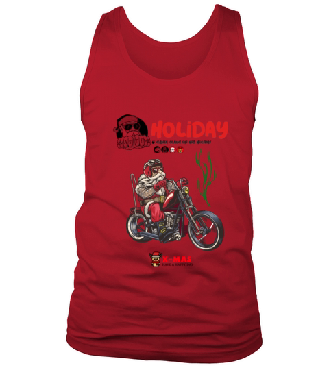 Santa driving a vintage motorcycle Merry Christmas Tank Top Unisex