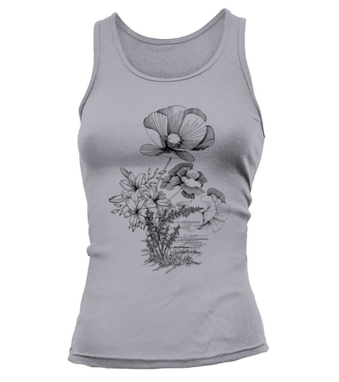 Cottage core line art flower bouquet Tank top Woman