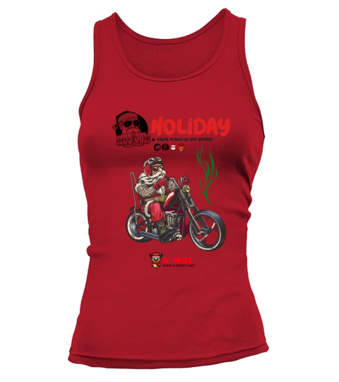 Santa driving a vintage motorcycle Merry Christmas Tank top Woman