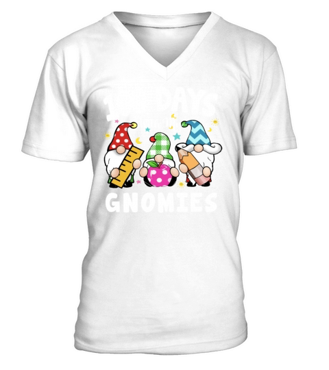 100 Days With My Gnomies School Gift For Teacher V-Neck T-shirt