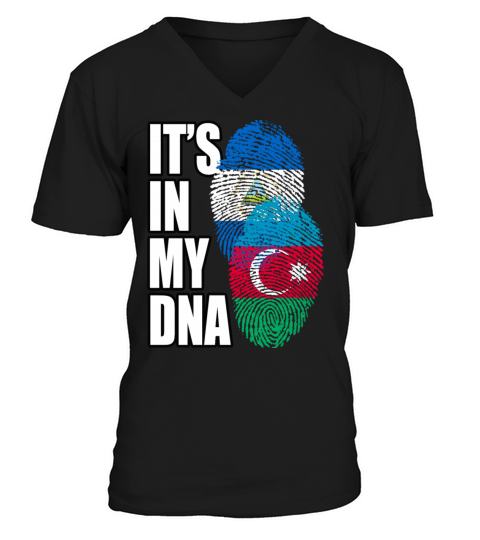 Azerbaijani And Nicaraguan Mix Heritage DNA Flag V-Neck T-shirt