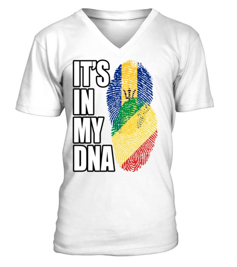 Barbadian And Congolese Republic Mix Heritage DNA V-Neck T-shirt
