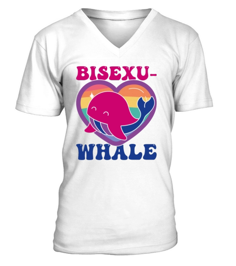 Bisexu-Whale Kawaii Whale Bisexual Pride Flag V-Neck T-shirt