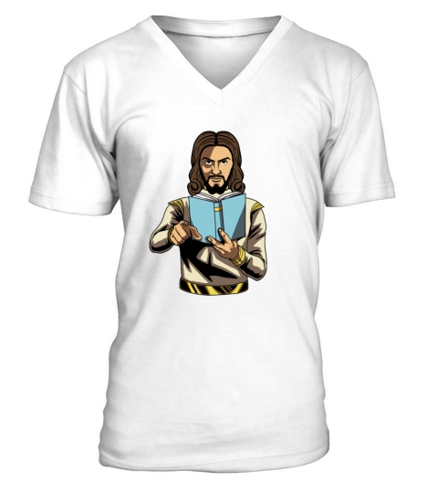 Christian Christianity Humor Alien Jesus V-Neck T-shirt