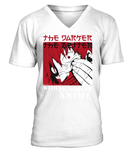 Creepy Demonic Face Horror Anime Fantasy Gothic V-Neck T-shirt