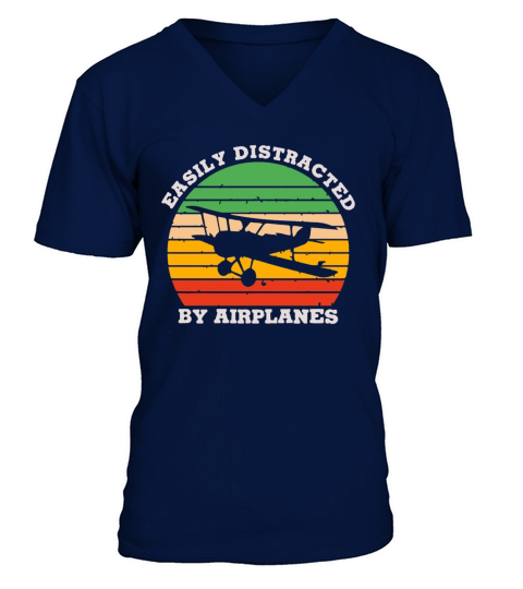 Easily Distracted by Airplanes V-Neck T-shirt
