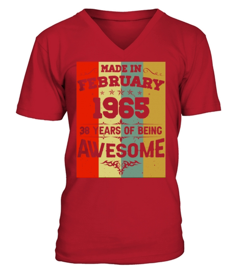 February 1965 Vintage Birthday Present V-Neck T-shirt