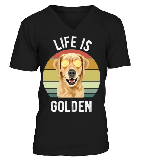 Funny Vintage Retro Golden Retriever For Dog Lover V-Neck T-shirt