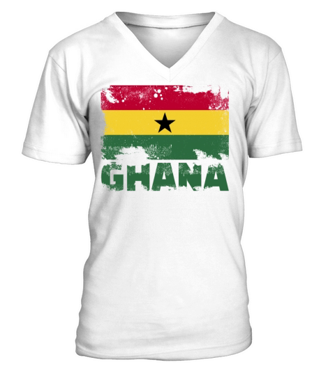 Ghana Flag Vintage Distressed African Grunge Trave V-Neck T-shirt