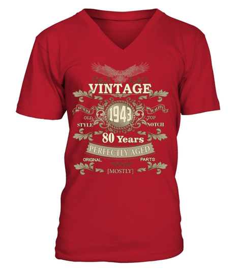 Gift for 80th birthday - Vintage ornaments - gift V-Neck T-shirt