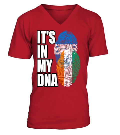 Ivorian And Honduran Mix Heritage DNA Flag V-Neck T-shirt