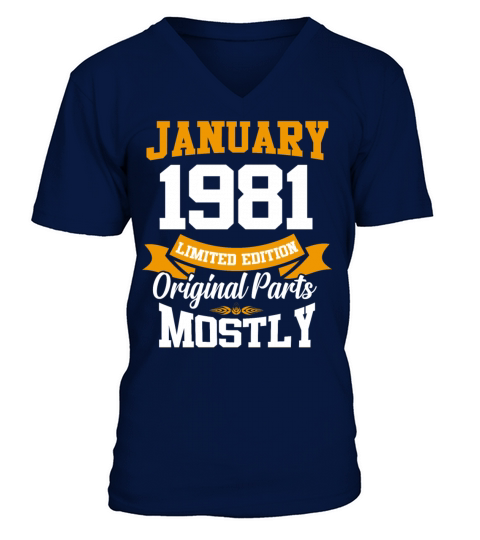 January 1981 Limited Edition Birthday Present V-Neck T-shirt