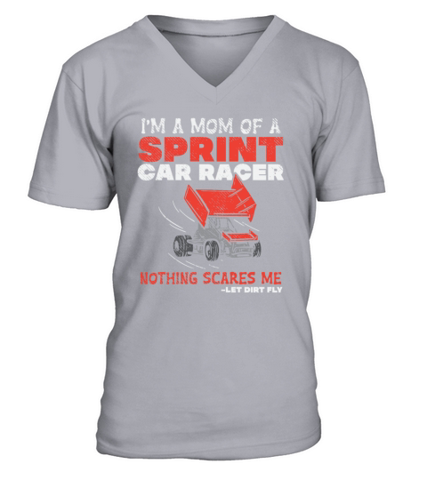 Mom Of A Sprint Car Racer Race Day Driver Mother V-Neck T-shirt