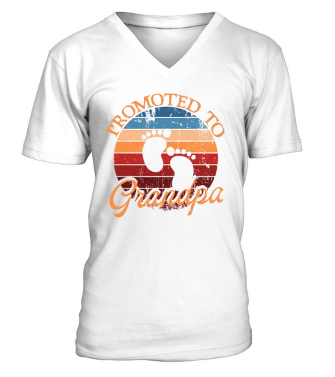 Promoted To Grandpa Vintage Sunset Grandpa V-Neck T-shirt