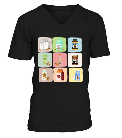 Retro vintage almond milk plant based vegan food V-Neck T-shirt