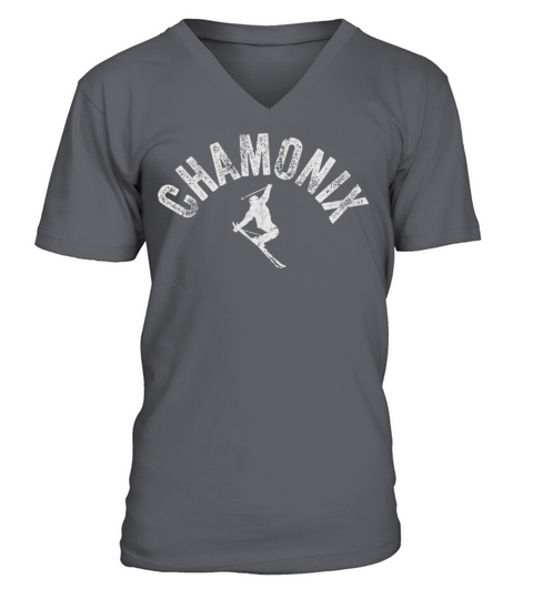 Ski Chamonix Mont Blanc Skier France Vintage Skiin V-Neck T-shirt