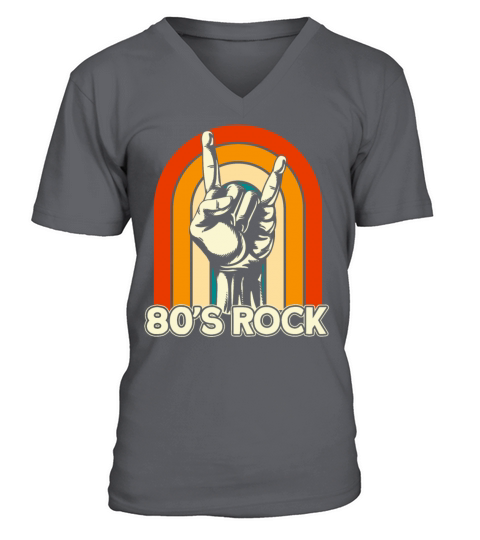 Vintage Retro 80s Rock French Fries Fork V-Neck T-shirt
