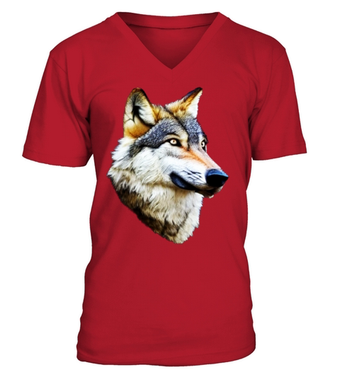 Wolf artwork design predator face imprint V-Neck T-shirt