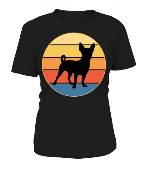 Cute Chihuahua Dog Breed Vintage Retro Sunset Women's T-Shirt