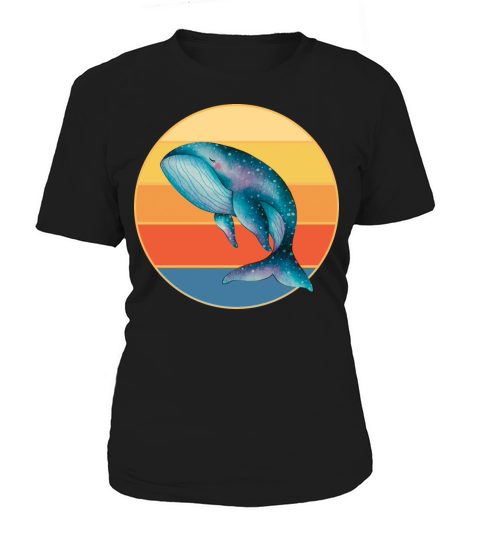 Cute Kawaii Whale Retro Sunset Vintage Ocean Women's T-Shirt