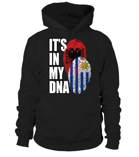 Albanian And Uruguayan Mix Heritage DNA Flag Hoodie Unisex