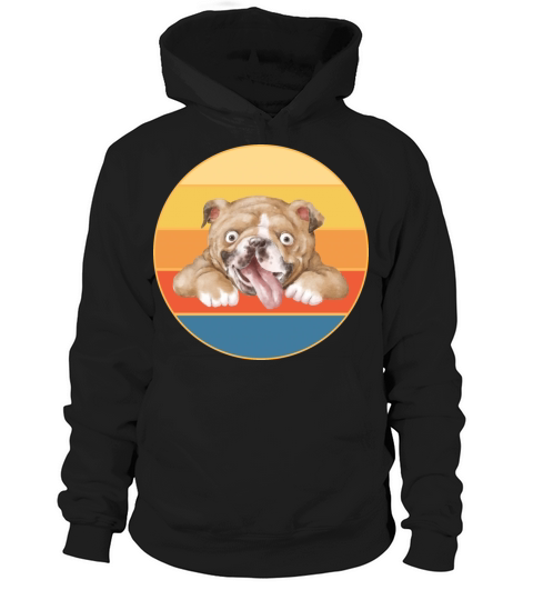 Bulldog Dog Breed Vintage Retro Sunset Hoodie Unisex