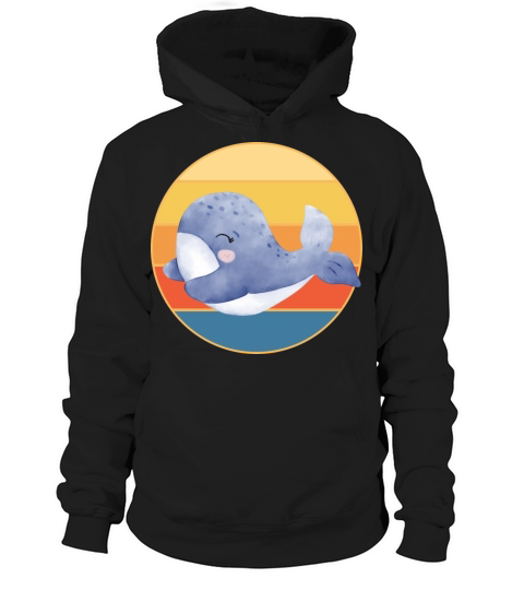 Cute Kawaii Whale Retro Sunset Vintage Ocean Hoodie Unisex