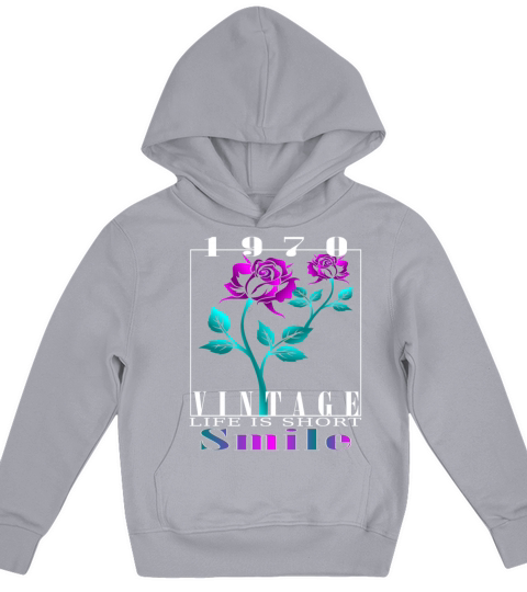 1970 Born Vintage Rose Gift Kids Hoodie