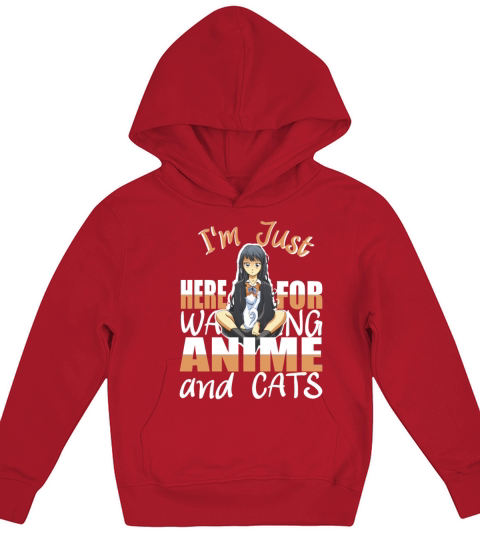 Im Just here for watching Anime and Cats Manga Kids Hoodie