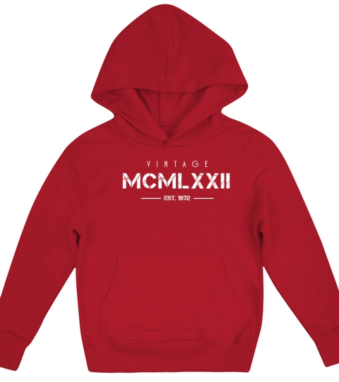 Vintage Born In 1972 Roman Numerals 50th Kids Hoodie