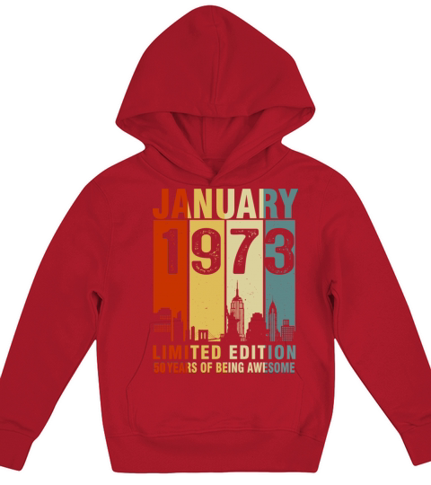 Vintage January 1973 50 Years Of Being Awesome Kids Hoodie