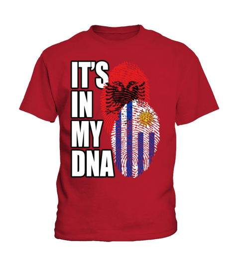 Albanian And Uruguayan Mix Heritage DNA Flag Kids T-Shirt