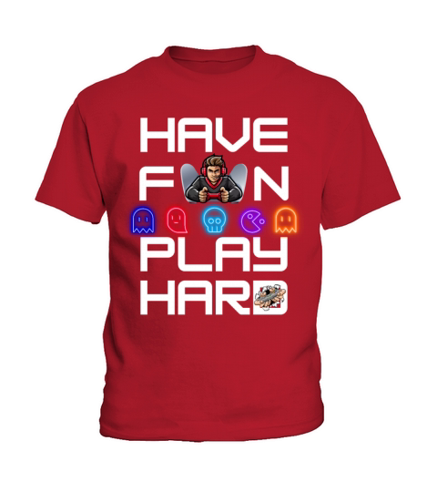 cool funny gamer have fun playing hard Kids T-Shirt