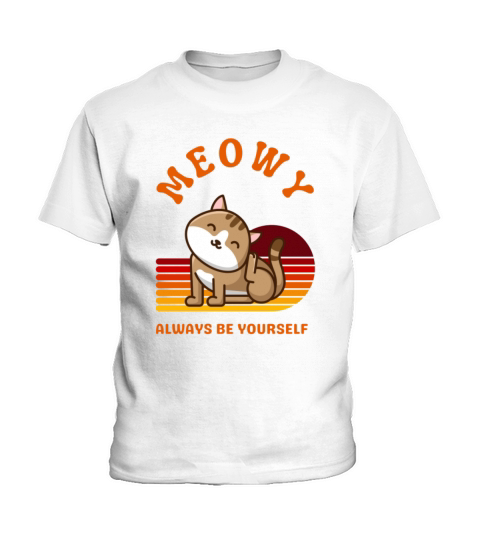 Cute cat shirt funny meowy cat lovers retro vintag Kids T-Shirt