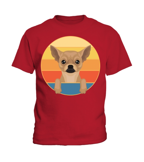 Cute Chihuahua Dog Breed Vintage Retro Sunset Kids T-Shirt