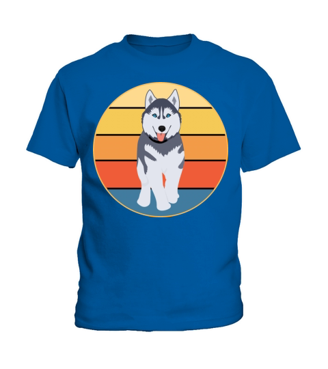 Funny Kawaii Cute Husky Dog Vintage Retro Sunset Kids T-Shirt