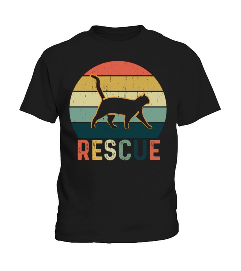 Vintage Cat Adoption Retro Sunset Rescue Cat Kids T-Shirt