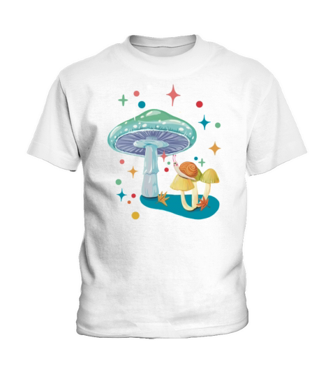 Vintage cozy green mushroom and snail Kids T-Shirt