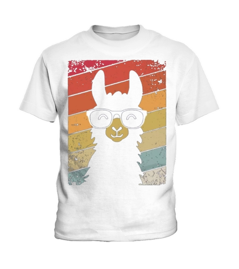 Vintage Llama Retro Colorful Alpaca Kids T-Shirt