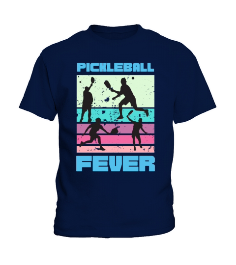 Vintage retro Pickleball fever blue and pink comp Kids T-Shirt