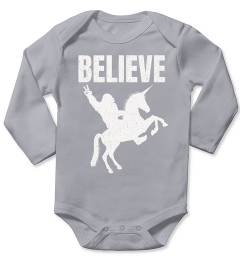 Bigfoot Riding A Unicorn Long Sleeve Baby One-Piece