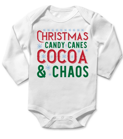 Christmas Candy Canes Cocoa & Chaos Long Sleeve Baby One-Piece