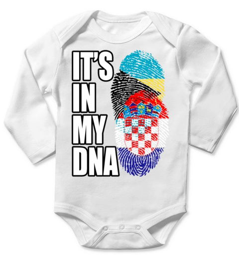 Croatian And Bahamian Mix Heritage DNA Flag Long Sleeve Baby One-Piece