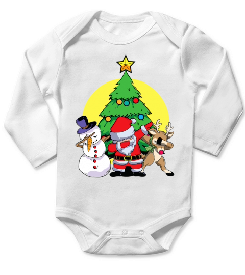 Dabbing Santa Elf Friends Christmas Kids Boys Men Long Sleeve Baby One-Piece