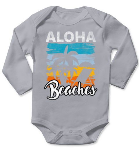 Distresed Quote Aloha Beach Hawaii vintage Palm Be Long Sleeve Baby One-Piece