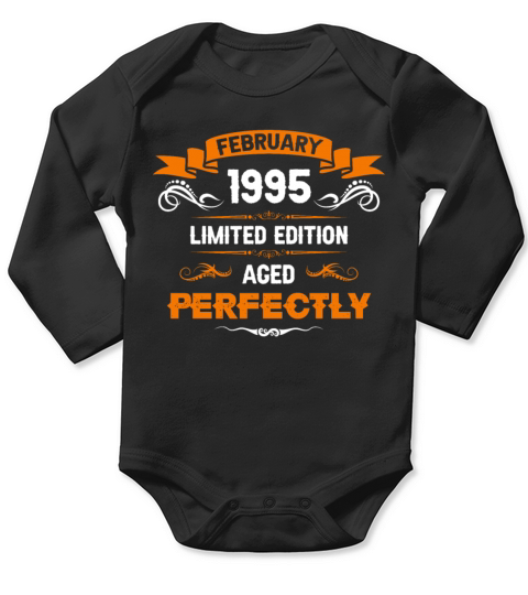 February 1995 Vintage Birthday Present Long Sleeve Baby One-Piece