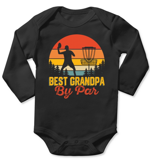 Funny Saying Vintage Best Grandpa By Par Disc Golf Long Sleeve Baby One-Piece